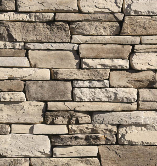 multi-sized, natural looking stone covering a wall