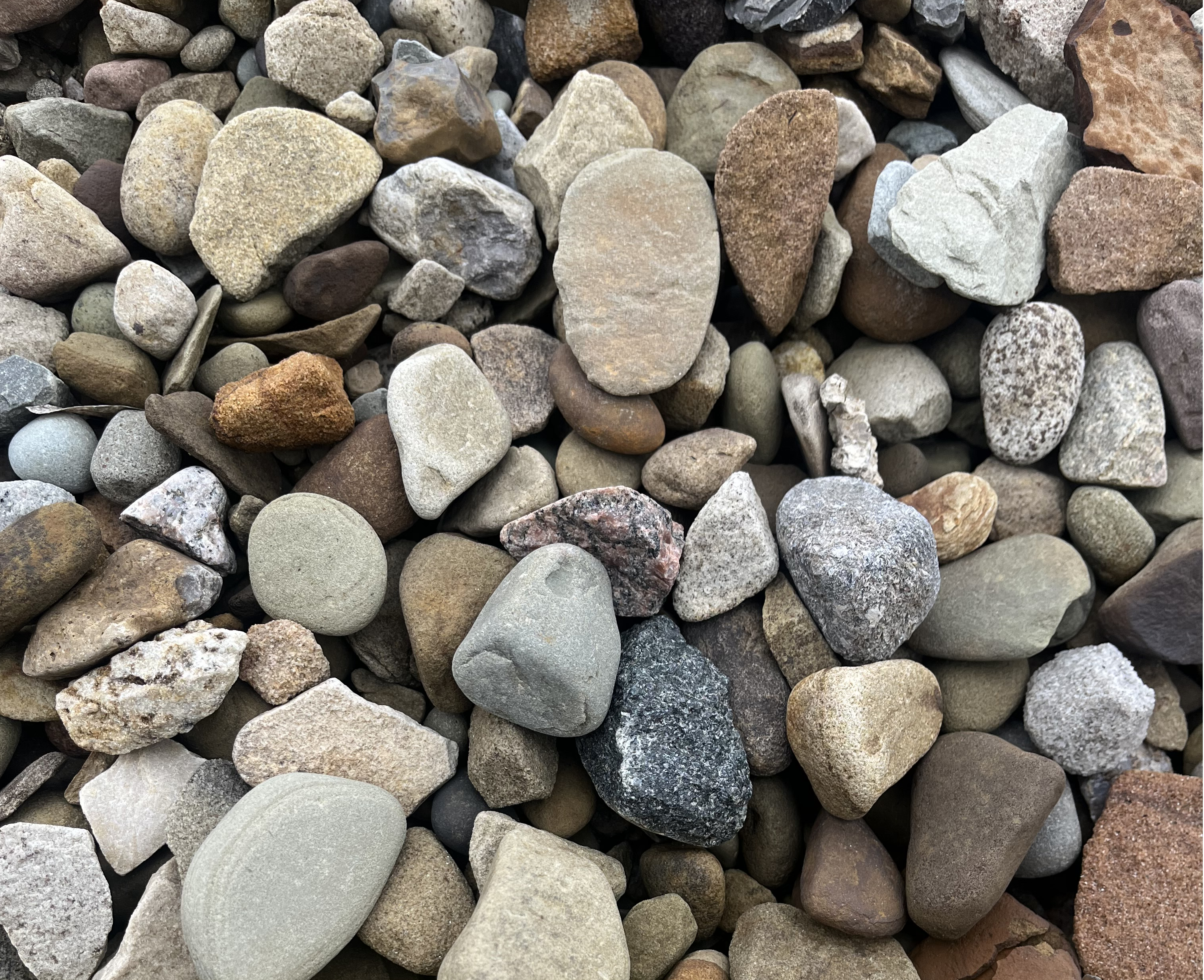 river rock in a mix of sizes and colors
